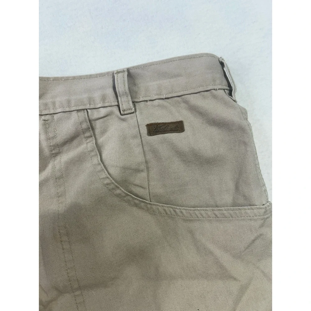 Woolrich Mens Khaki Tan Canvas Utility Hiking Shorts Size 40 Multi Pocket Cotton